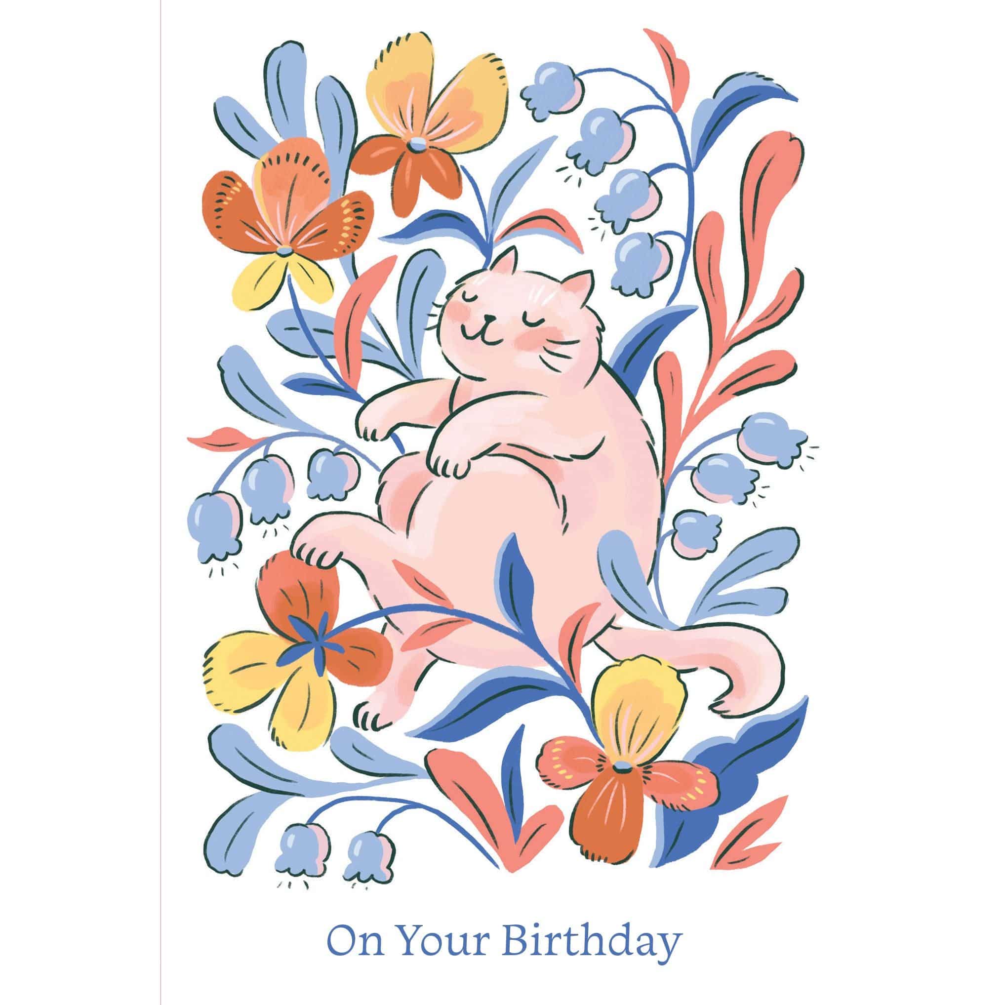 Peaceful Cat Birthday Card from Pictura featuring a cute cat design, perfect for celebrating special occasions with loved ones.